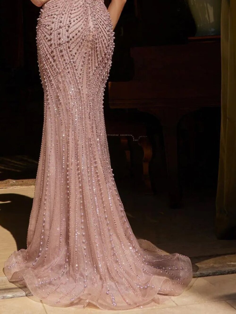 New Dusty Rose Off Shoulder Long Mother Of The Bride Gown w/ Mermaid Cut GL3593 - Picture 9 of 9